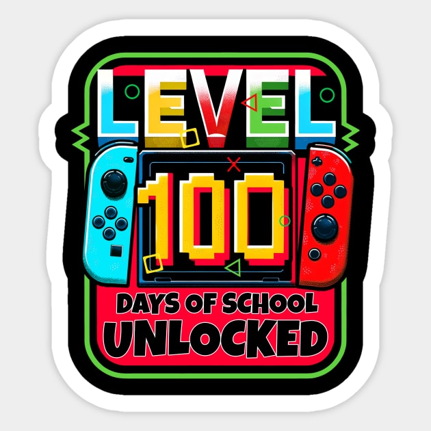 Level 100 Days of School Unlocked Game Controller Gamer Boys Sticker by artbyhintze